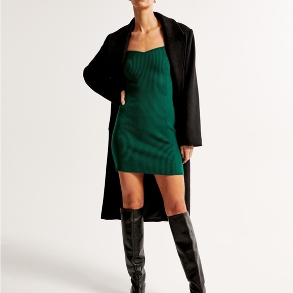 Abercrombie & Fitch Dress Womens Long Sleeve Ribbed Mini Sweater Green Size MP - Picture 13 of 13